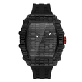 Tonneau Black Diamond Watch for Men | Luxury Wristwatch with Silicone Strap