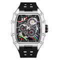 Hanboro Men's Luxury Tonneau Automatic Watch - Industrial Skeleton Dial with Imported Mechanical Movement