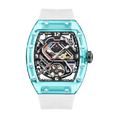 Hanboro Men's Automatic Tonneau Watch - Premium Clear Amber Case Transparent Crystal Skeleton Edition