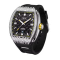 I&W Carnival Men's Automatic Tonneau Watch - Luxury Diamond Bezel with Miyota Movement
