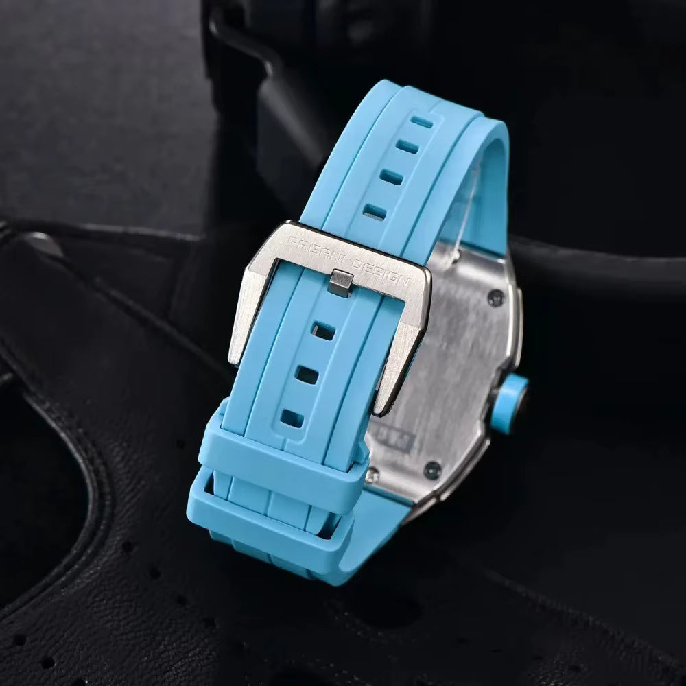 Pagani Design Men's Modern Racer Tonneau Watch - Grand Prix Sport Multi-Dial Chrono Style