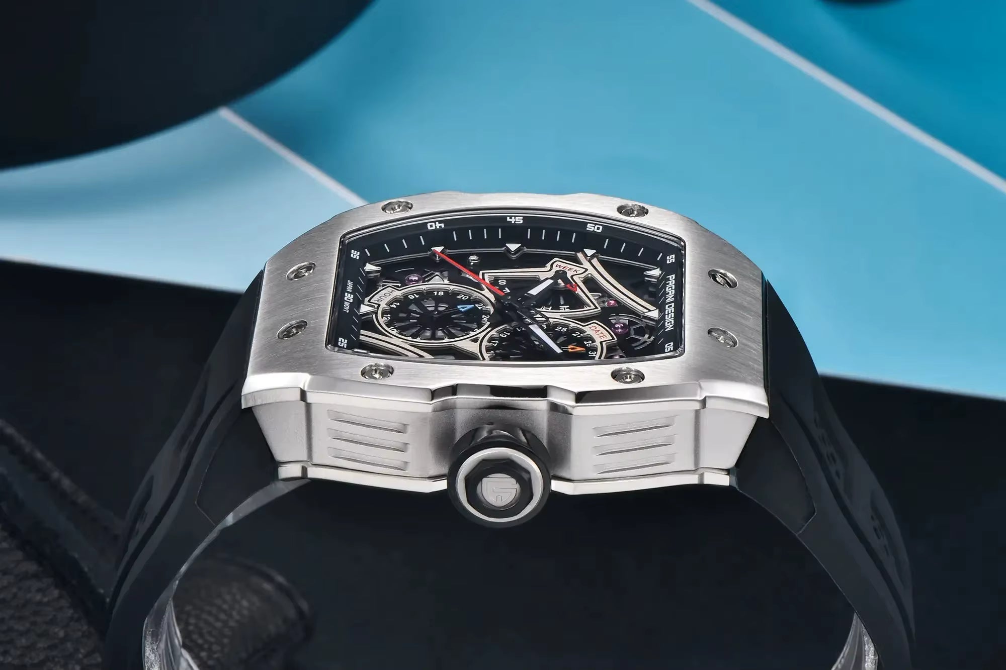 Pagani Design Men's Modern Racer Tonneau Watch - Grand Prix Sport Multi-Dial Chrono Style