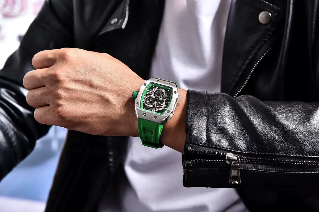 Pagani Design Men's Modern Racer Tonneau Watch - Grand Prix Sport Multi-Dial Chrono Style