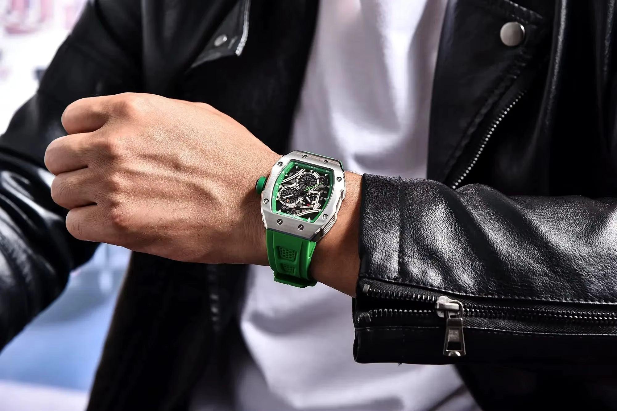 Pagani Design Men's Modern Racer Tonneau Watch - Grand Prix Sport Multi-Dial Chrono Style