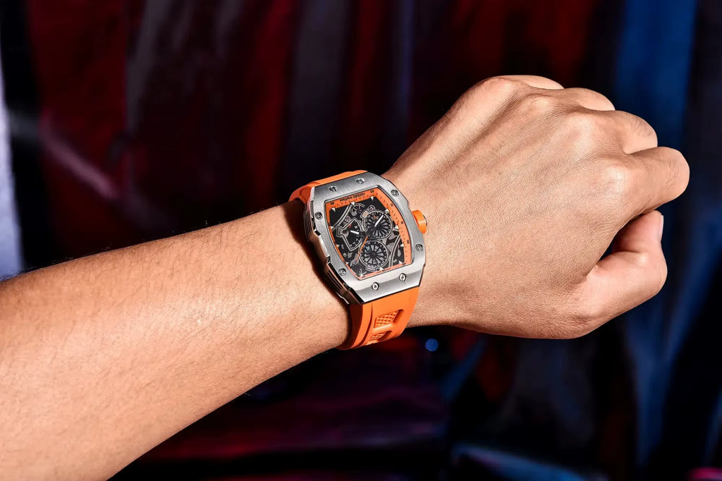 Pagani Design Men's Modern Racer Tonneau Watch - Grand Prix Sport Multi-Dial Chrono Style