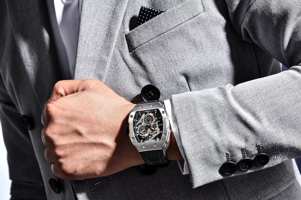 Pagani Design Men's Modern Racer Tonneau Watch - Grand Prix Sport Multi-Dial Chrono Style