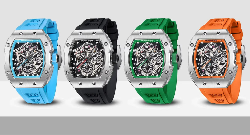 Pagani Design Men's Modern Racer Tonneau Watch - Grand Prix Sport Multi-Dial Chrono Style